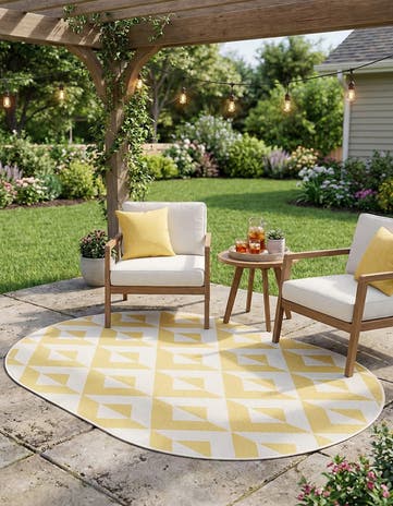 Yellow Easy-Clean Jill Zarin Napa Indoor / Outdoor Oval Rug