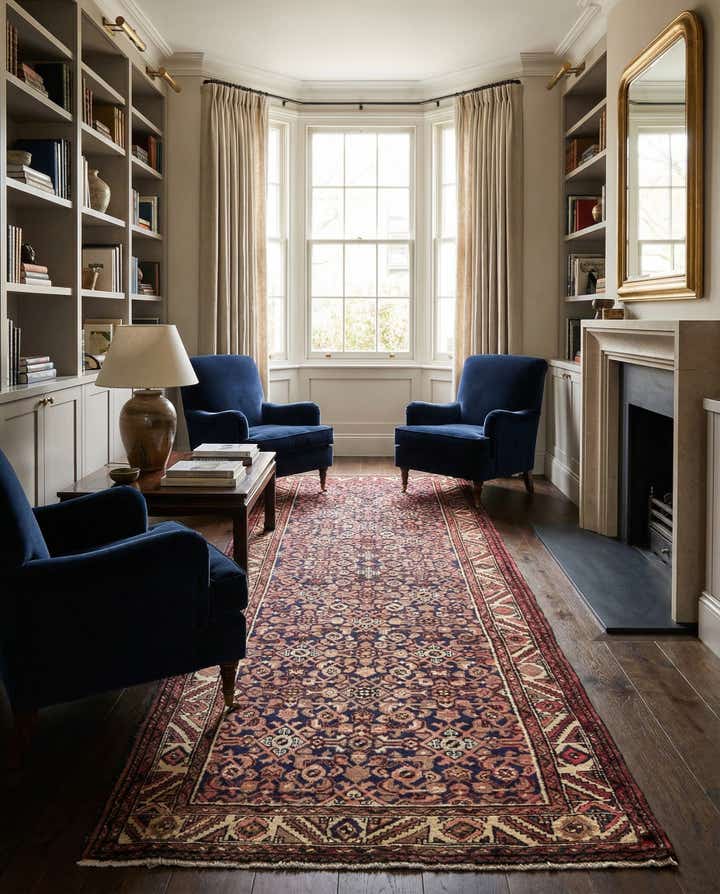 3' 8 x 11' 1 Hand Knotted Hossainabad Persian Wool Runner Rug
