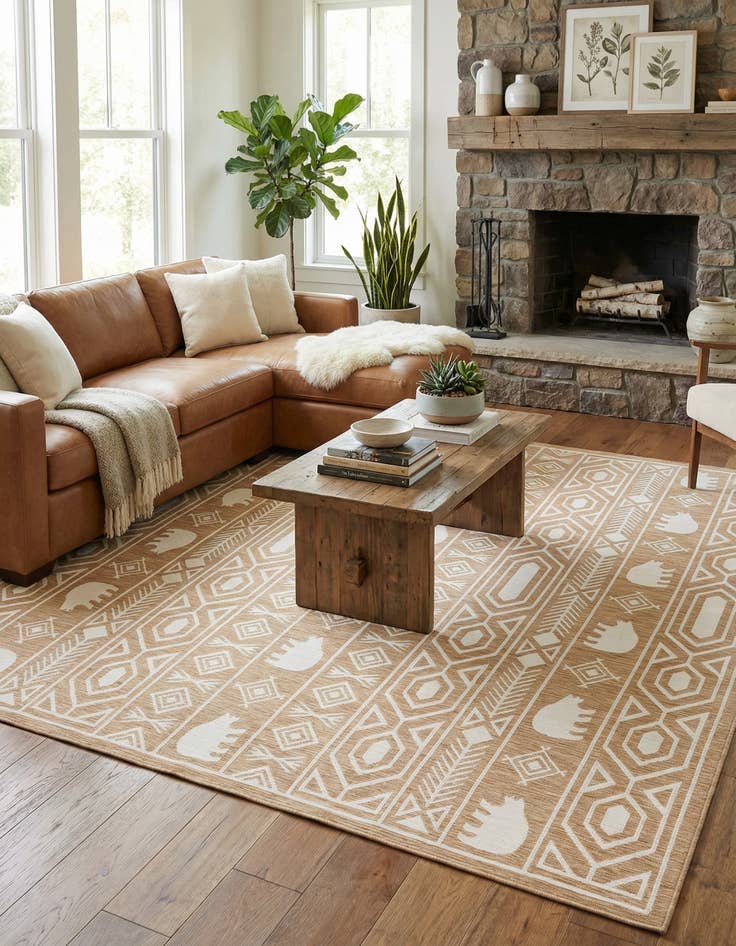 Detail image of 12' x 12'  Washable Southwestern Indoor / Outdoor Square Rug
