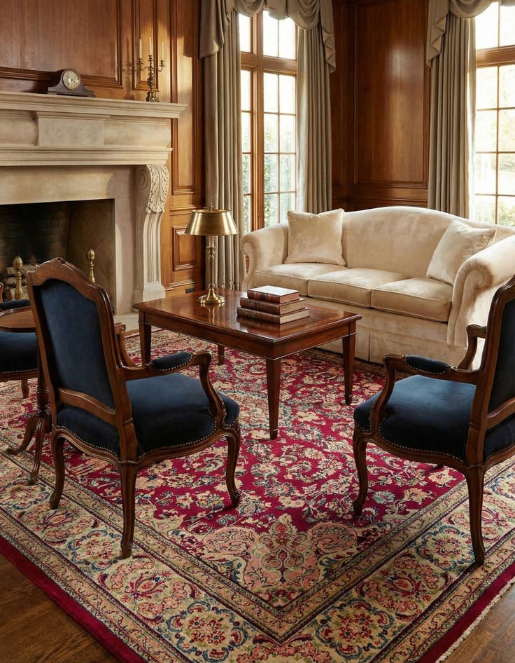 Detail image of 9' 10 x 13'  Hand Knotted Farahan Persian Wool Rug