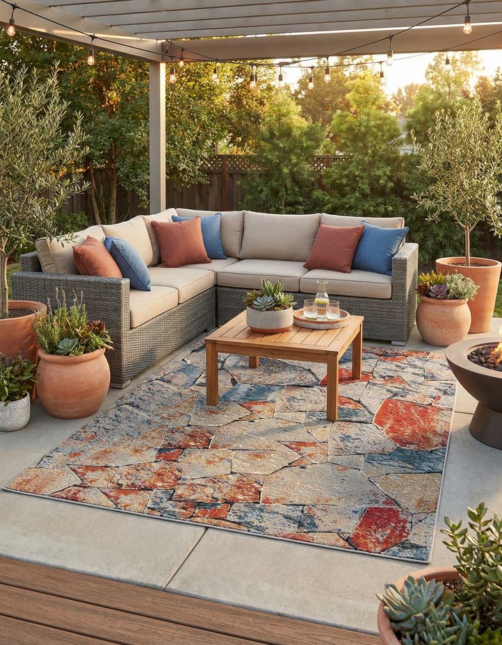 7' 10 x 10' Easy-Clean Modern Indoor / Outdoor...