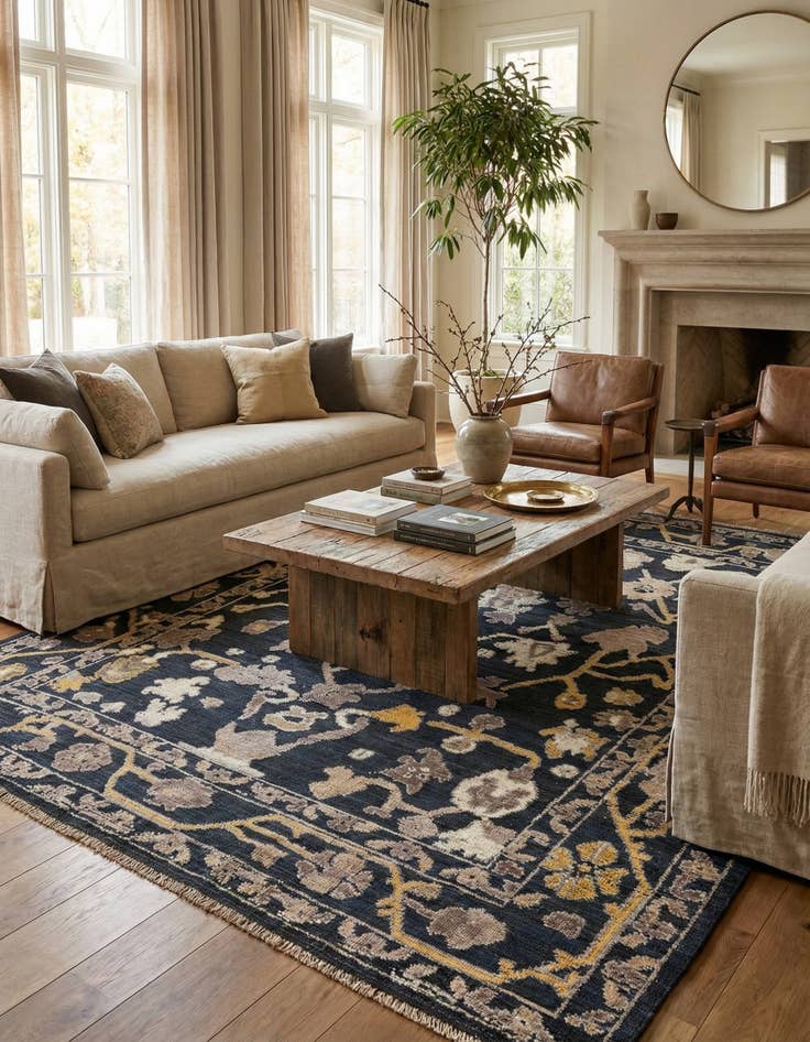 Detail image of  8' 1 x 10' 2  Hand Knotted Oushak Wool Rug