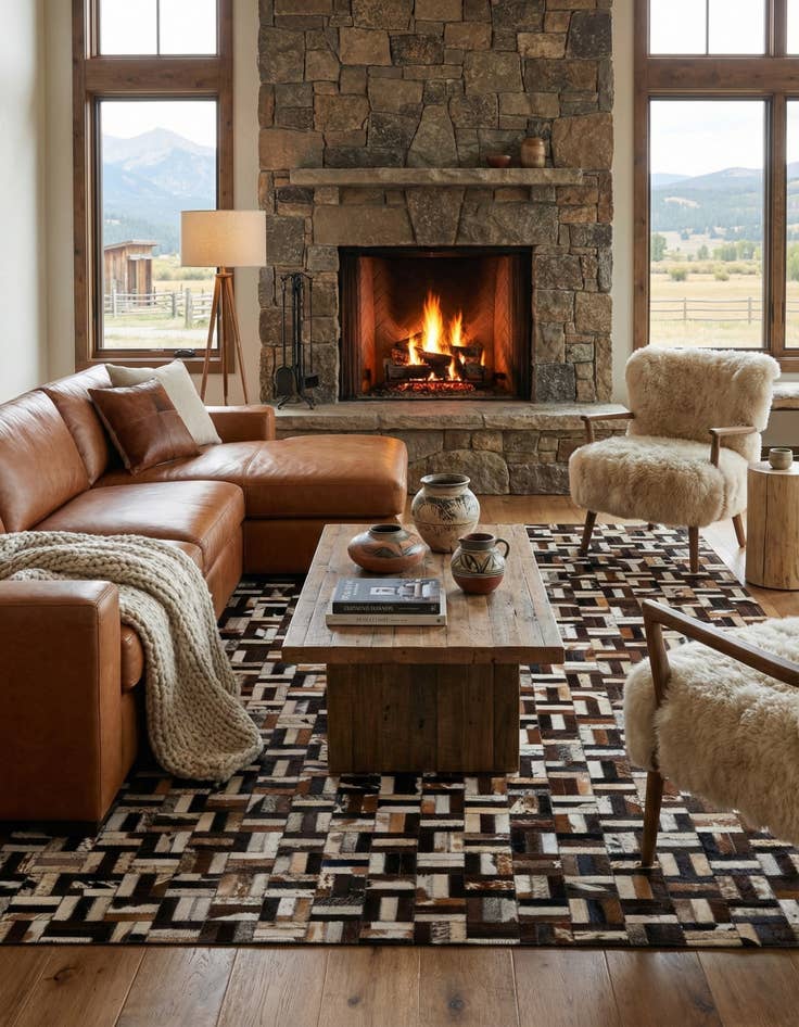 Detail image of  5' x 7' 10 Cowhide - Patchwork Rug