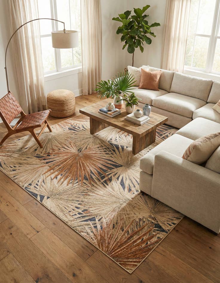 Detail image of 10' x 14' 2  Washable Botanical Indoor / Outdoor Rug