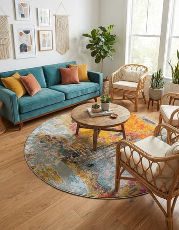 Washable Vivid Round Rug