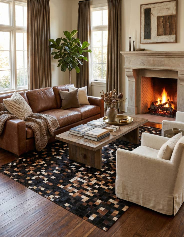 Detail image of 5' x 8' Cowhide Leather Rug