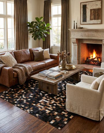 5' x 8' Cowhide Leather Rug