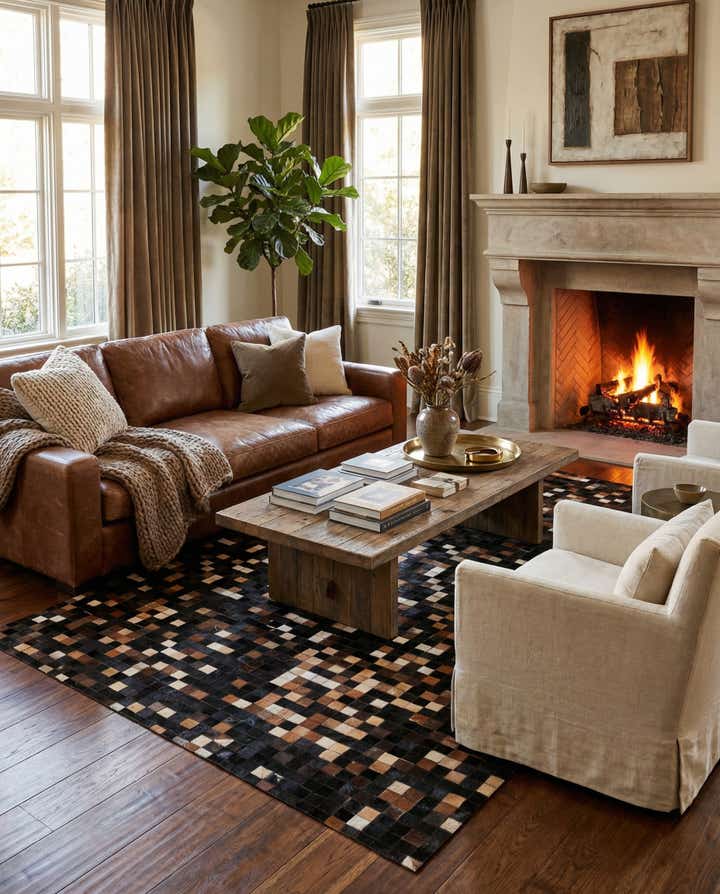 5' x 8' Cowhide Leather Rug