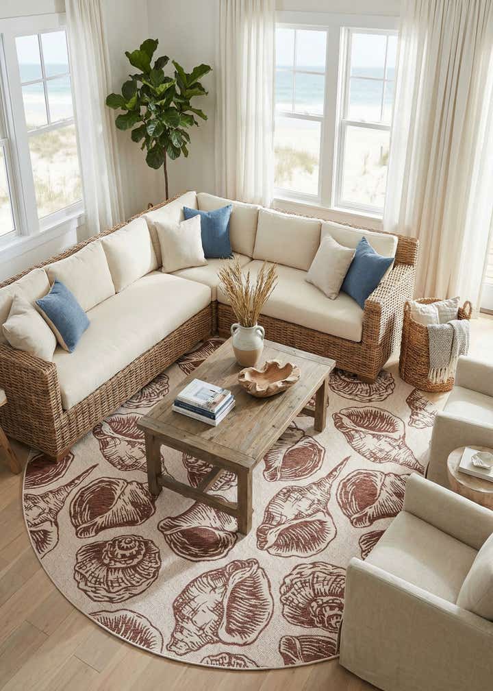 13' x 13' Easy-Clean Coastal Indoor / Outdoor Round Rug