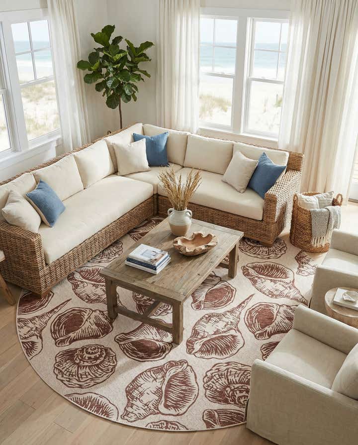 13' x 13' Easy-Clean Coastal Indoor / Outdoor Round Rug