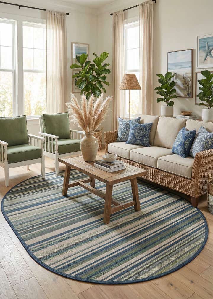 7' 10 x 10' Easy-Clean Baja Indoor / Outdoor Oval Rug