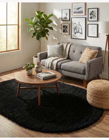 5' 3 x 8' Solid Shag Oval Rug