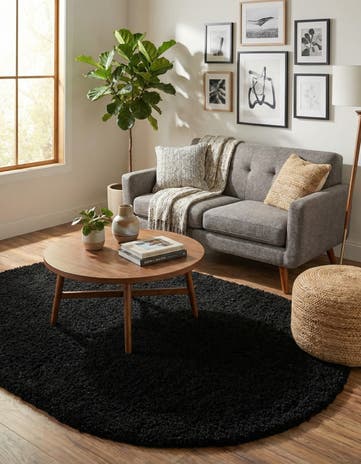 5' 3 x 8' Solid Shag Oval Rug