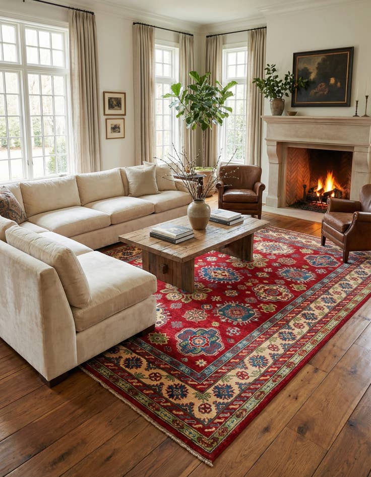 Detail image of  6' 8 x 9' 8  Hand Knotted Kazak Rug