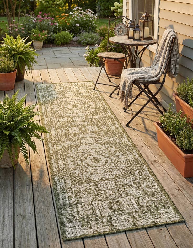 Detail image of 2' 7 x 10' Easy-Clean Traditional Indoor / Outdoor Runner Rug