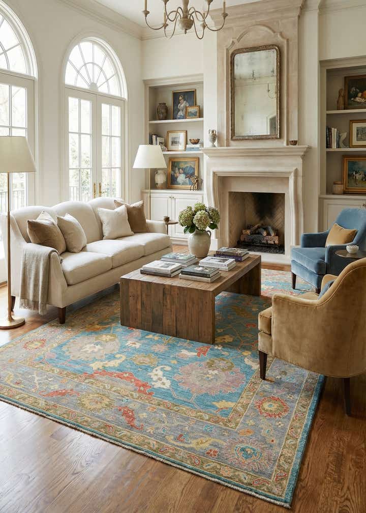 9' 1 x 12' 1 Hand Knotted Oushak Rug