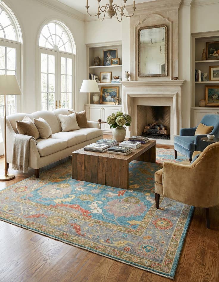 Detail image of 9' 1 x 12' 1 Hand Knotted Oushak Rug