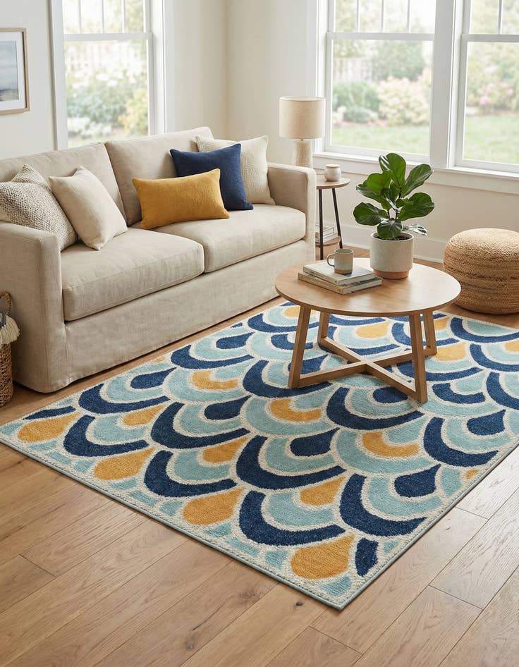 Detail image of 5' 3 x 8'  Washable Belize Indoor / Outdoor Rug