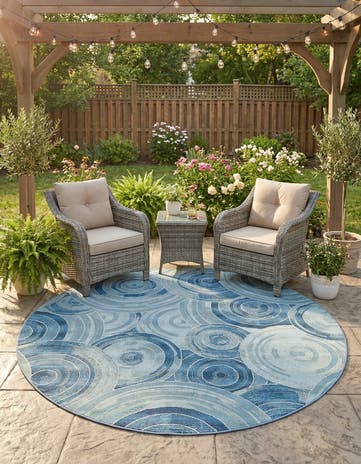 8' x 8' Easy-Clean Modern Indoor / Outdoor Round Rug