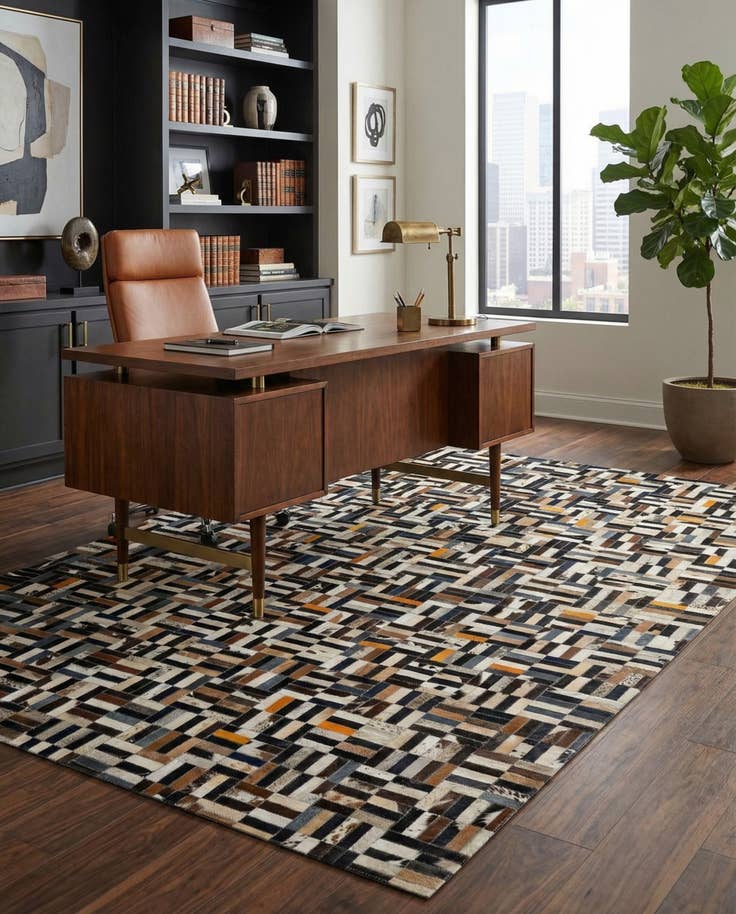 Detail image of 5' 3 x 8' Cowhide - Patchwork Rug