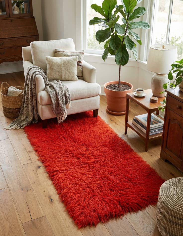 Detail image of 3' 3 x 7'  Hand Knotted Moroccan Wool Runner Rug