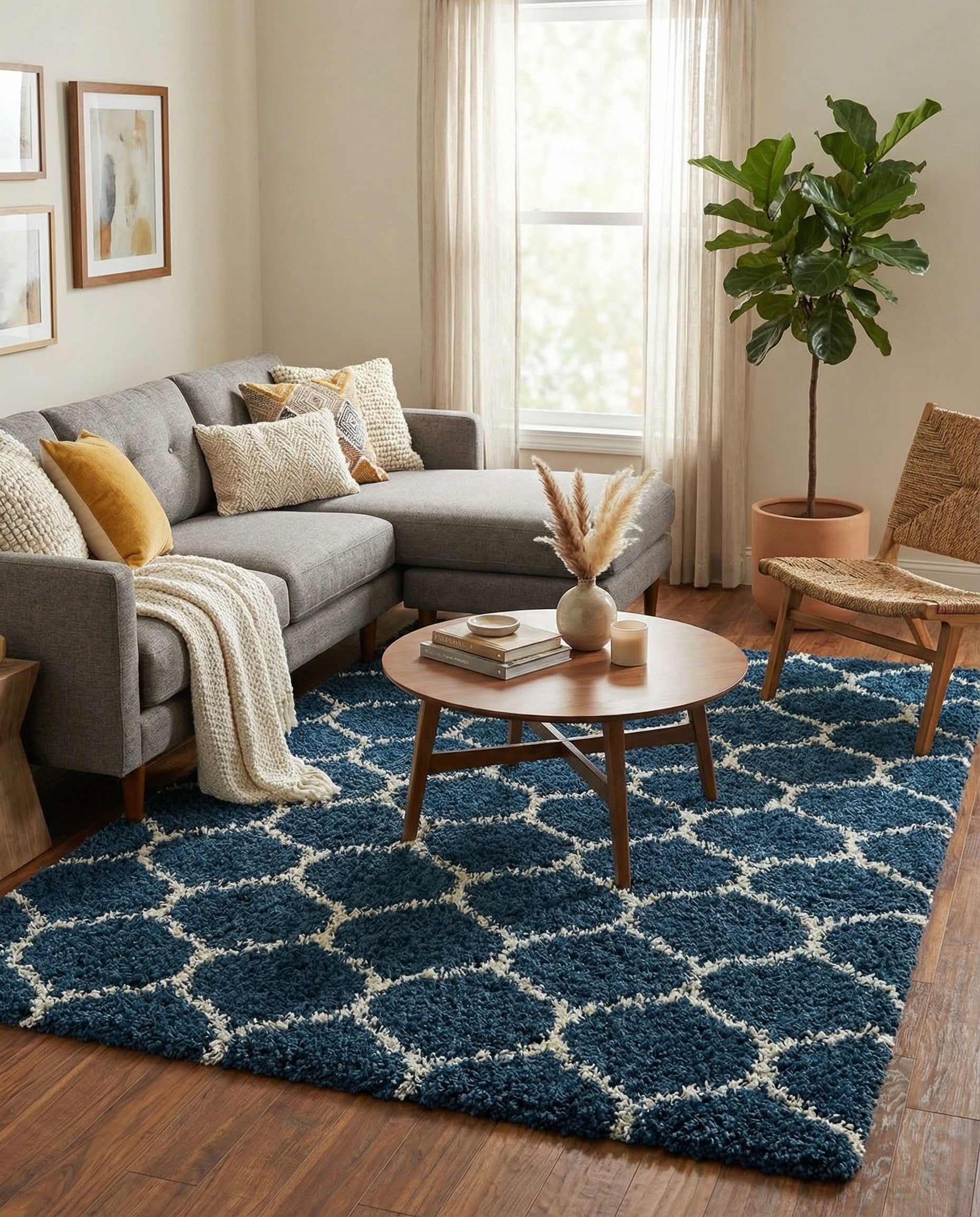  9' x 12' Lattice Shag Rug