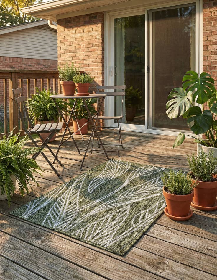 Detail image of  2' x 3'  Washable Botanical Indoor / Outdoor Rug