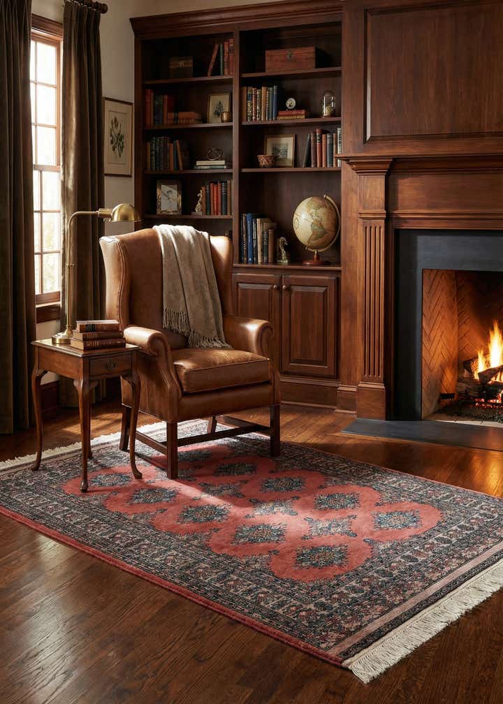 4' 1 x 6' 1 Hand Knotted Bokhara Oriental Wool Rug