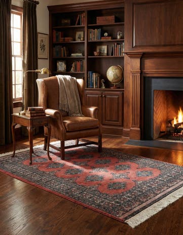 4' 1 x 6' 1 Hand Knotted Bokhara Oriental Wool Rug