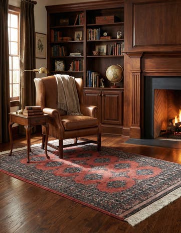 4' 1 x 6' 1 Hand Knotted Bokhara Oriental Wool Rug