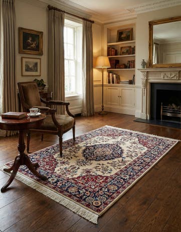 3' 4 x 5' 4 Hand Knotted Isfahan Oriental Wool Rug