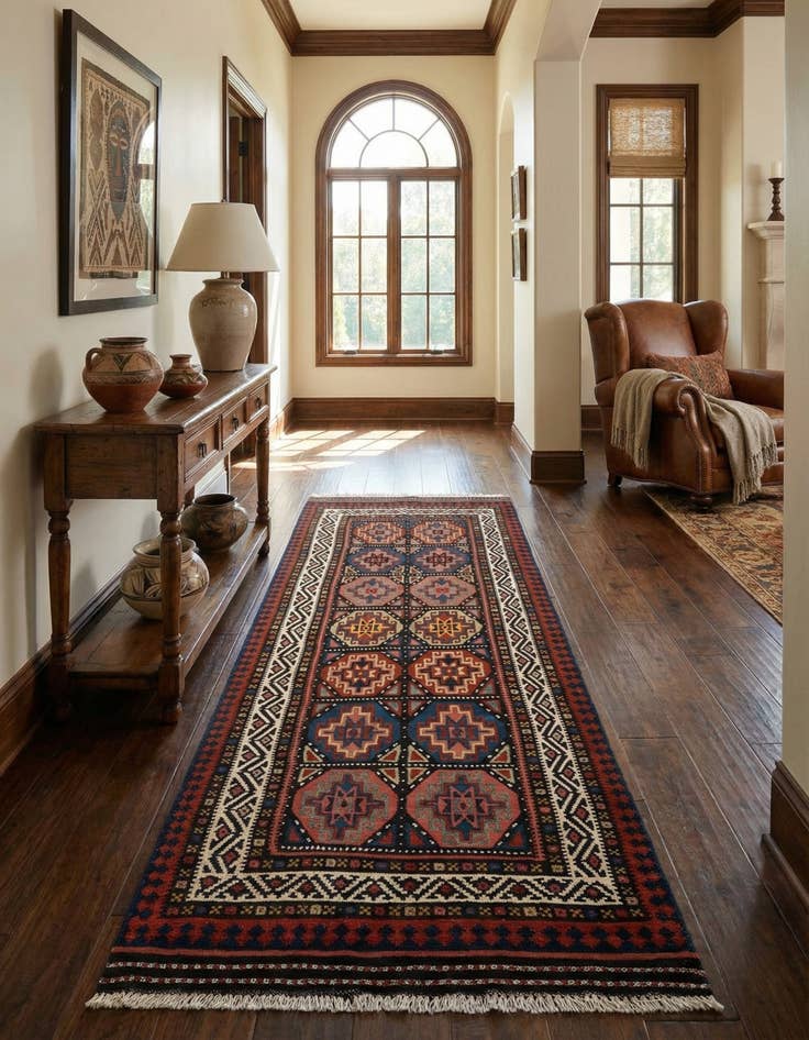 Detail image of 4' 1 x 10' 6 Kilim Wool Runner Rug