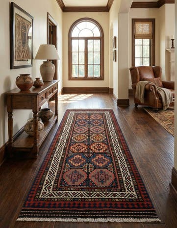 4' 1 x 10' 6 Kilim Wool Runner Rug