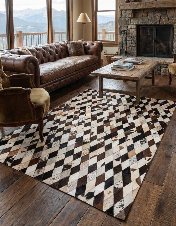 Detail image of 5' 7 x 8' Cowhide Stocks Rug