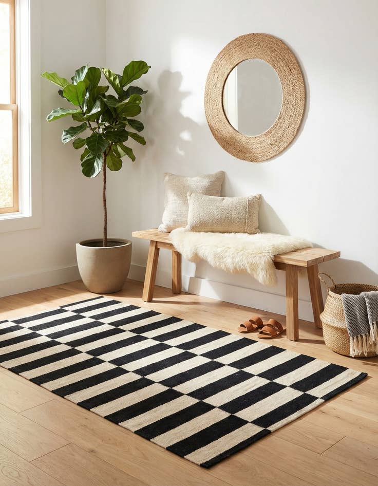 Detail image of  2' 6 x 3' 11  Hand Woven Kilim Modern Wool Rug