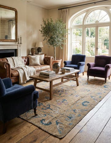5' 1 x 6' 5 Hand Woven Kilim Suzani Wool Rug