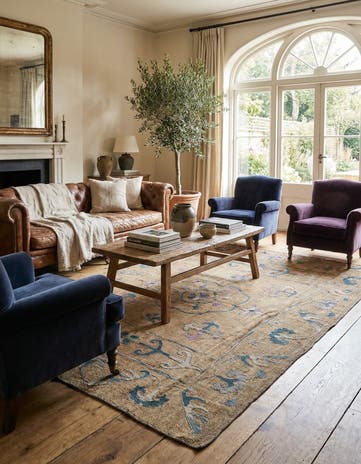 5' 1 x 6' 5 Hand Woven Kilim Suzani Wool Rug