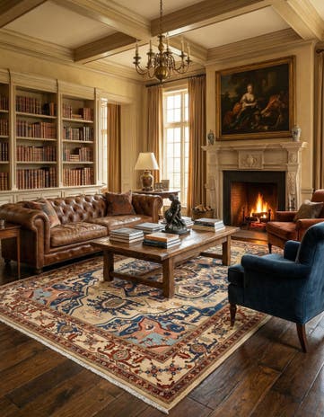 6' 8 x 9' 9 Hand Knotted Indo Heriz Wool Rug