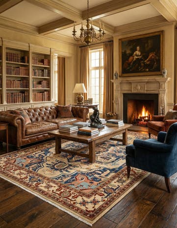 6' 8 x 9' 9 Hand Knotted Indo Heriz Wool Rug