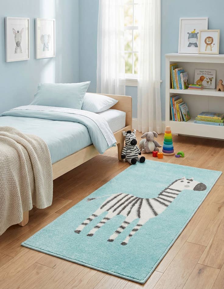 Detail image of 2' 2 x 3' 11 Zebra Whimsy Kids Runner Rug