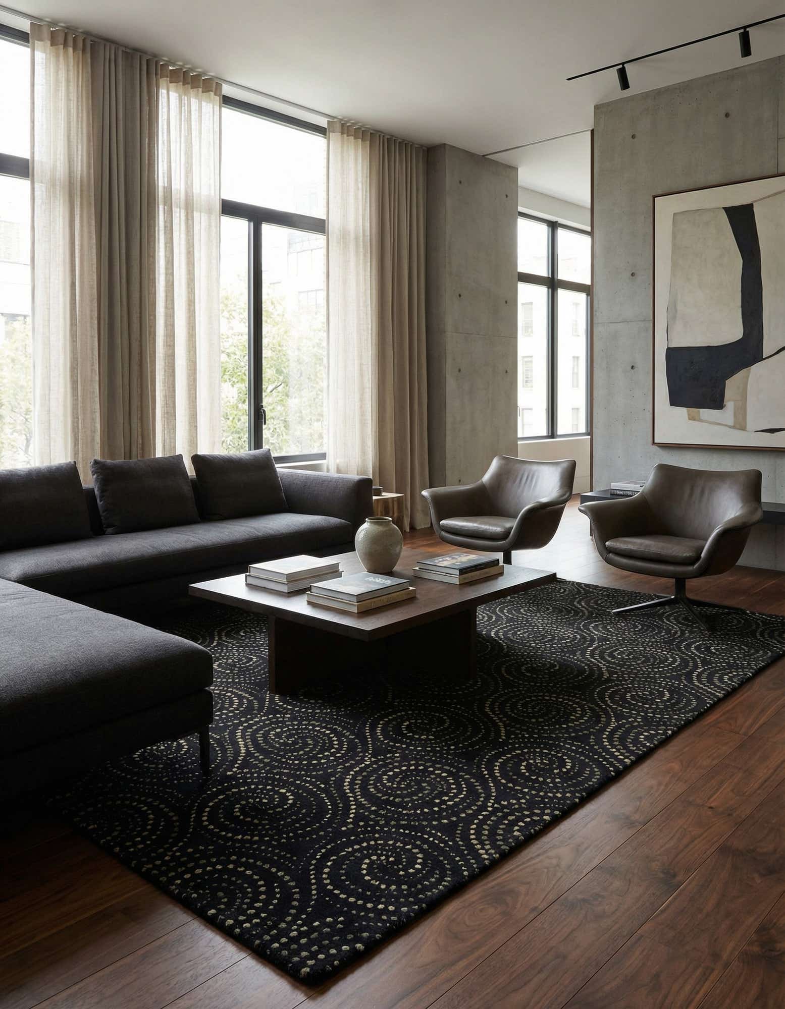 7' 11 x 9' 11 Modern Manshu Wool Rug