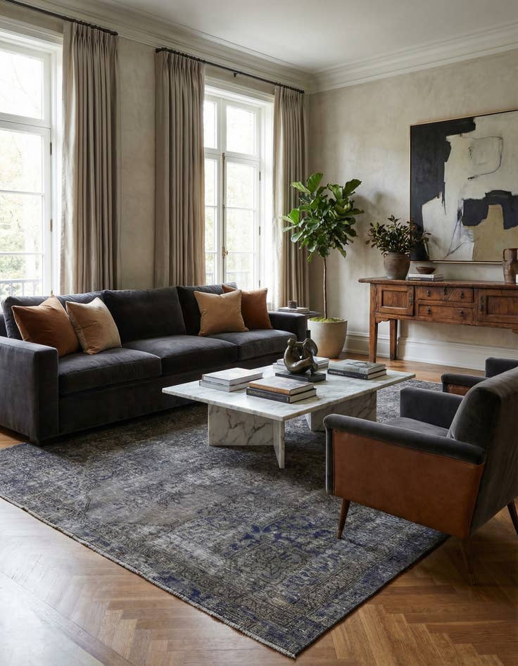 Detail image of 6' 9 x 10'  Hand Knotted Ultra Vintage Persian Wool Rug