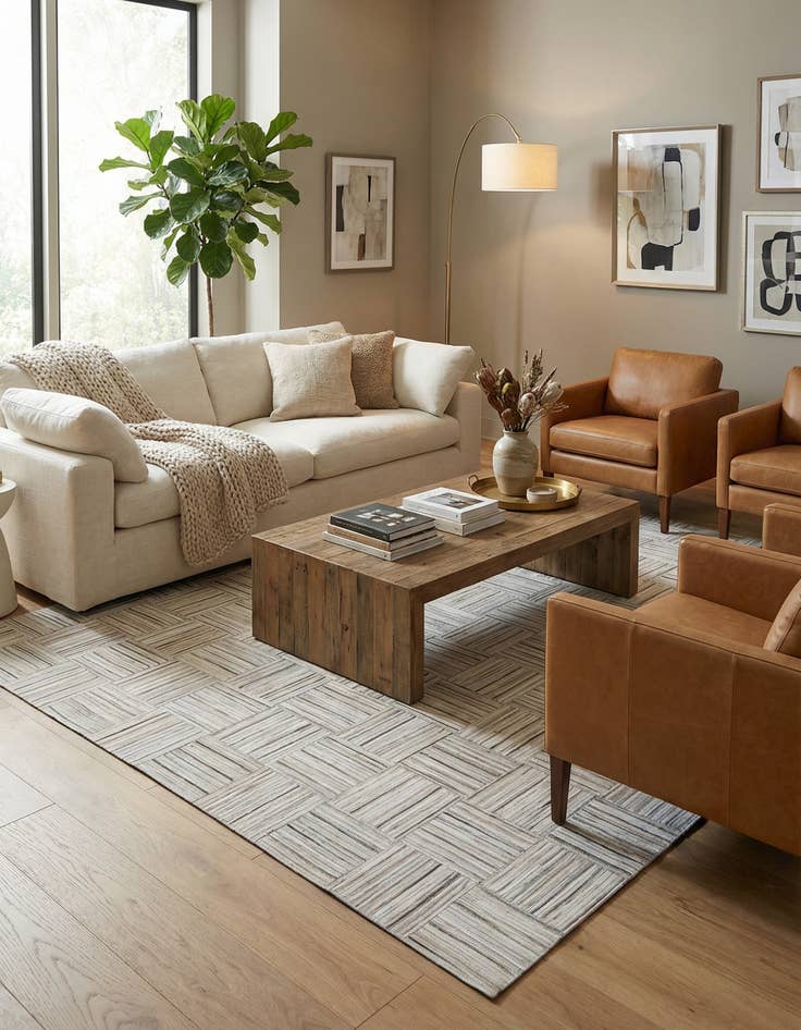 Detail image of 4' 11 x 8' 2 Cowhide Stocks Rug