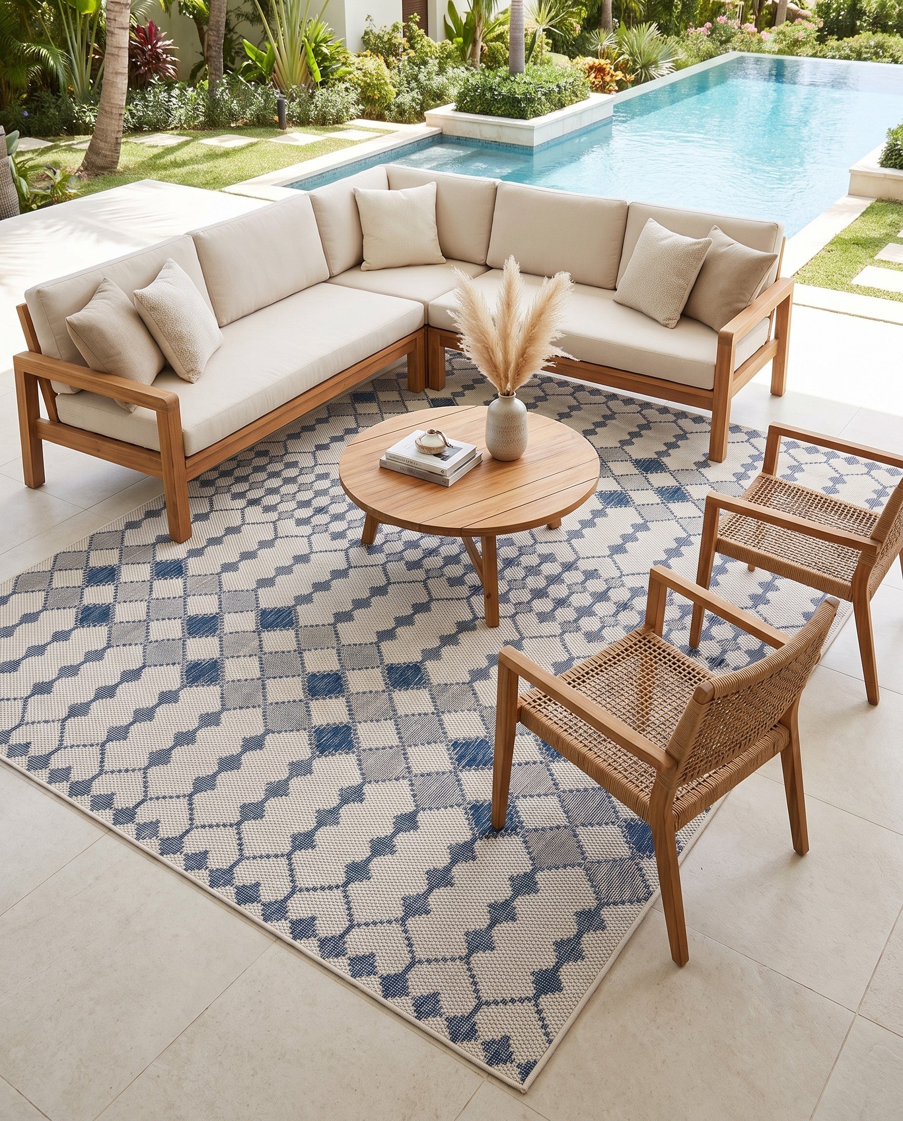 9' x 12' Easy-Clean Lattice Indoor / Outdoor Rug