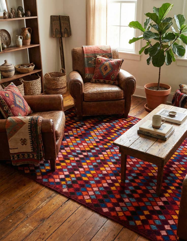 Detail image of  5' x 6' 4  Hand Knotted Balouch Wool Rug