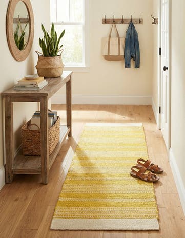 Sunshine Yellow Hand Woven Lariat Runner Rug