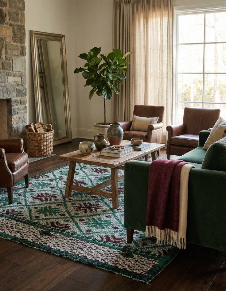 Detail image of 4' 10 x 6' 11  Hand Knotted Darya Wool Rug