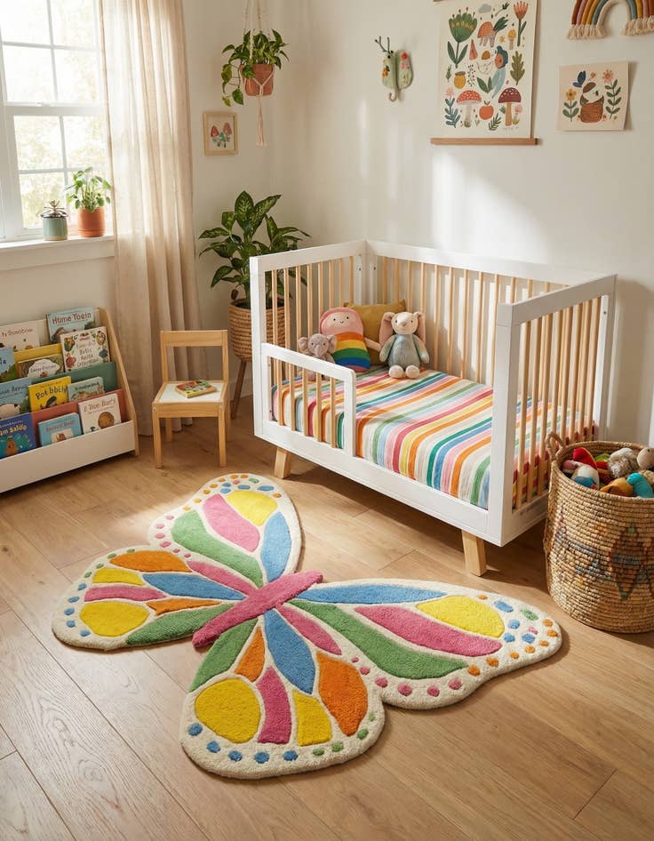 Detail image of 2' 1 x 3' 1 Happy Rugs Butterfly Wool