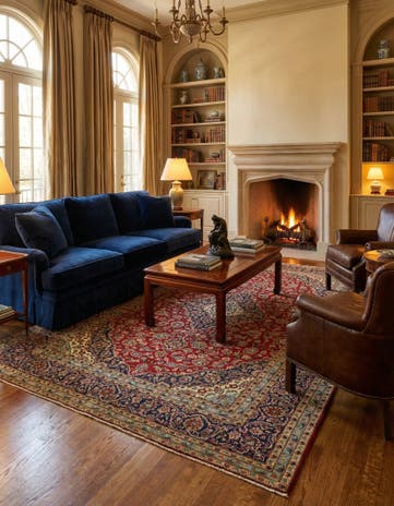 9' 4 x 12' 11 Hand Knotted Kashan Persian Wool Rug