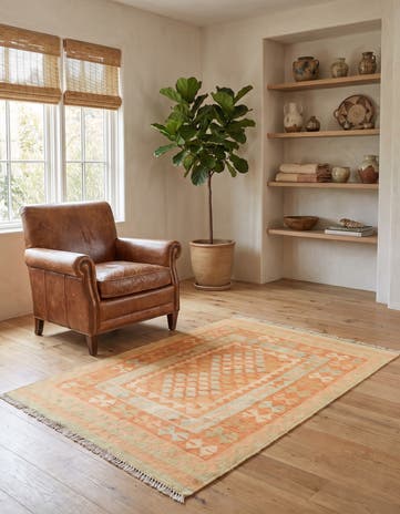 3' 2 x 5' Hand Woven Kilim Waziri Wool Rug